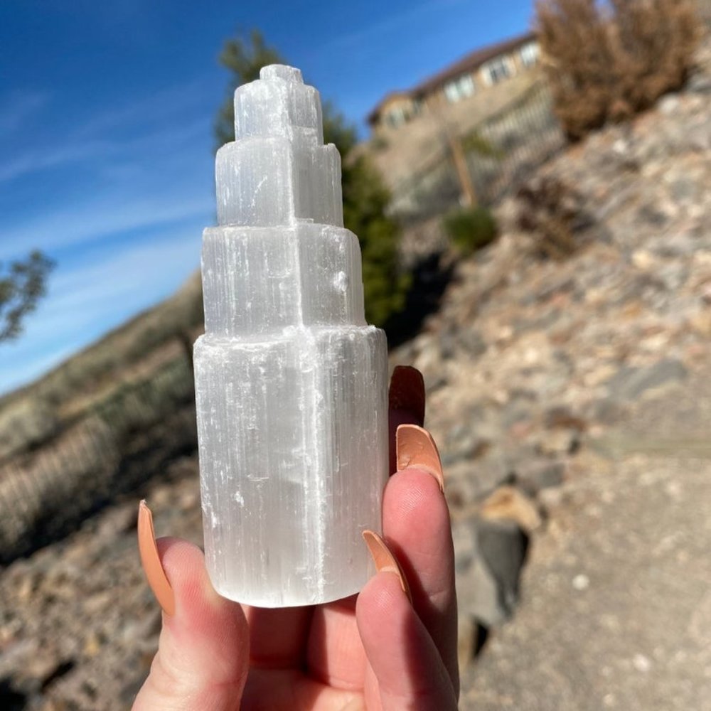 Selenite Crystal Tower 4" Tall, Cleansing Crystal, Selenite Healing Point